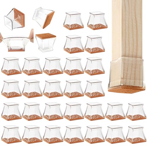 CHUNZEXI 36 Pack Square Chair Leg Floor Protectors for Hardwood Floors - color: Clear-36pack, size: Square L
