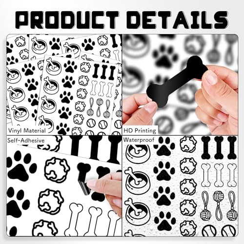 Dog Paw Wall Decals, 6 Sheets 168 Pcs - color: Paw Print