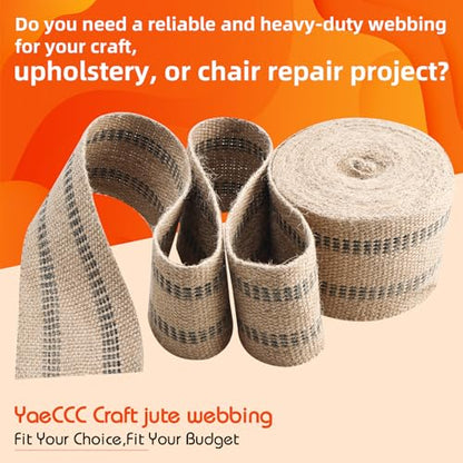 YaeCCC Jute Webbing,Upholstery Webbing for Chair,3.5"x10Yd Upholstery Strap - color: black, size: 3.5" x 10 Yd
