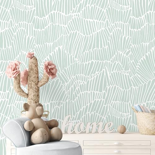 Guvana Green Wallpaper Peel and Stick Modern Contact Paper - color: Green and White, size: 17.3" x 78.7"