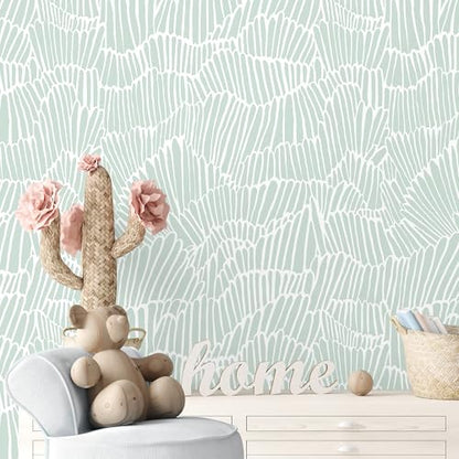 Guvana Green Wallpaper Peel and Stick Modern Contact Paper - color: Green and White, size: 17.3" x 118"