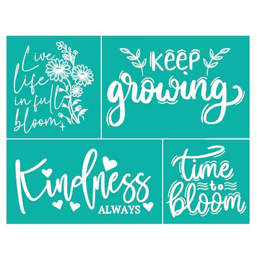 JAJADO Flowers Words Sign Adhesive Stencils, Encouragement Reusable Silk Screen Stencils, Motivational Designs for Painting on Wood, Mugs, Fabric, DIY Home Office Decor, Kindness Farmhouse Sign - color: Kindness
