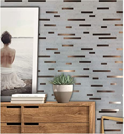 10-Sheet Peel and Stick Backsplash PVC Metal Tile，Self-Adhesive Stone Grain Wall Sticker Easy DIY Stick on Kitchen Bathroom Walls (10, Beige + Brushed Bronze) - color: Beige + Brushed Bronze
