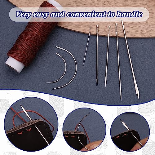 Ftyiwu Waxed Thread Upholstery Needle and Thread 32 Yards Leather Sewing - color: Red Coffee, size: 32Yard