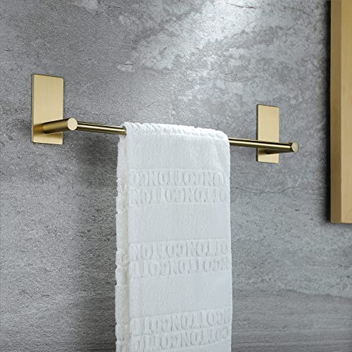 Taozun Golden Towel Bar - Self Adhesive Towel Holder + 2 Packs Hooks, 16-in - color: Gold New, size: 16-Inch