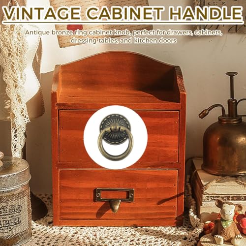 2Pcs Ring Pulls in Antique Bronze Finish, Hardware for Cabinets and Drawers (Bronze5) - color: Bronze5