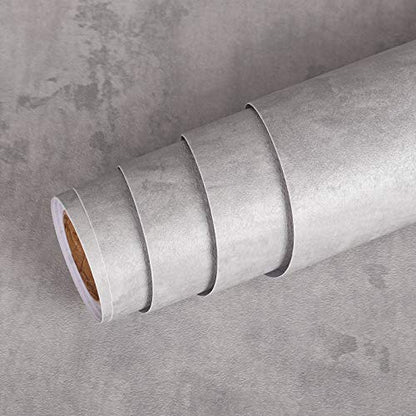 Livelynine 15.8X394 Light Grey Concrete Wallpaper Peel and Stick Modern Living Room Waterproof Contact Paper for Countertops Textured Cement Wall Paper Sticker Pull and Stick Bedroom Removable - color: Light Grey Concrete, size: 15.8" x 394"