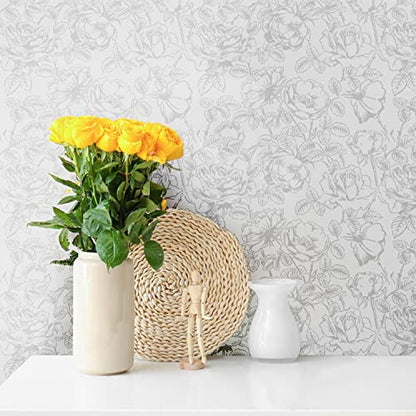GSS Designs Large Flower Wall Stencils for Painting 12x16Inch Floral Stencil for Painting on Walls Wood Floor Furniture Crafts Plant Leaf Stencils - style: Flowers 12" x 16"