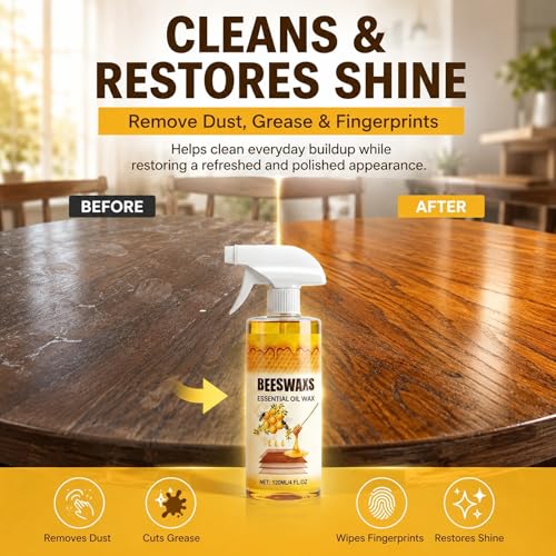 Beeswax Wood Polish, Bees Wax Furniture Polish and Cleaner, Beeswax Spray for Furniture & Floors,Wood Polish Cleaner,Restores Shine,Multi-Purpose Natural Micro-Molecularized Beeswaxs Essential Oil Wax - color: 1 PACK