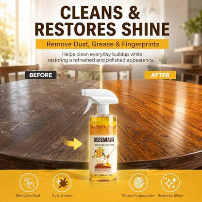 Beeswax Wood Polish, Bees Wax Furniture Polish and Cleaner, Beeswax Spray for Furniture & Floors,Wood Polish Cleaner,Restores Shine,Multi-Purpose Natural Micro-Molecularized Beeswaxs Essential Oil Wax - color: 1 PACK