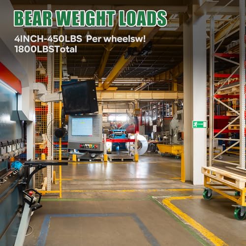 4" Industrial Caster Wheels, Heavy Duty Casters, Premium Thick Polyurethane Tread Cast lron Center, Non-Marking, for Cart, toolboxes, Set of 2,Total Load Capacity 900 LBS(2 Total Lock Brake) - style: 2 Total Lock Brake