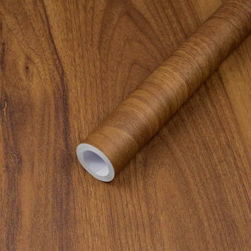 Wood Grain Contact Paper Walnut Look Peel and Stick Wallpaper Decorative - color: Brown, size: 15.7" x 118"