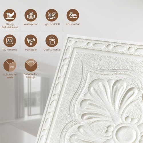 Ceiling Tiles Peel and Stick, 32 Pcs Ceiling Tiles Foam - color: Floral, size: 32 PCS
