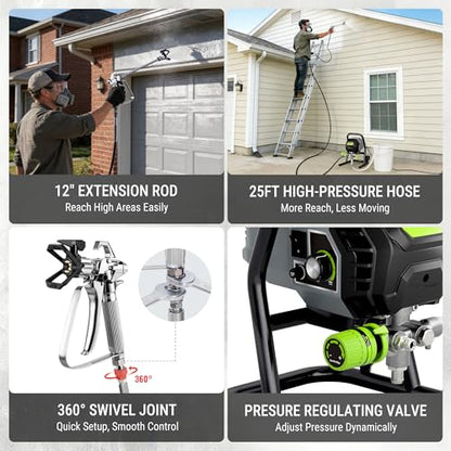 WORKPRO 700W Airless Paint Sprayer, 2900PSI High Efficiency