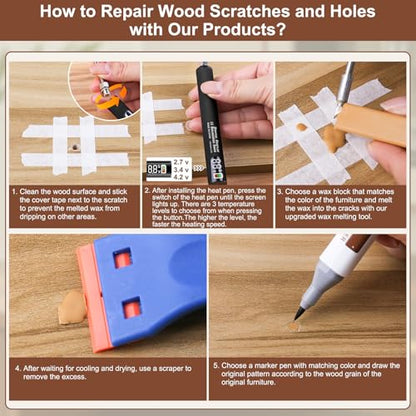 Vinyl Floor Repair Kit with Heated Pen – Filler for Scratches & Cracks - color: Black