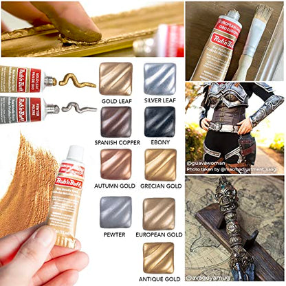 Rub n Buff Wax Metallic Silver Leaf, Rub and Buff Finish, 0.5-Fluid Ounce, Pixiss Blending and Application Tools for Applying Metallic Wax Paint - color: Silver Leaf