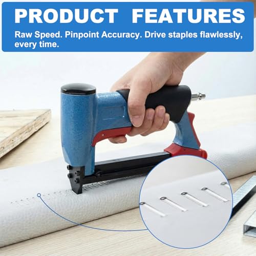 Pneumatic Upholstery Stapler, 21 Gauge Compatible with 80 Series Air Staple Gun (1/2" Crown), 1/4"-5/8" Length, 190-staple Magazine, 60-100 Psi, 1/4" Npt - style: Short,21 Gauge