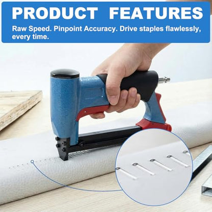 Pneumatic Upholstery Stapler, 21 Gauge Compatible with 80 Series Air Staple Gun (1/2" Crown), 1/4"-5/8" Length, 190-staple Magazine, 60-100 Psi, 1/4" Npt - style: Short,21 Gauge