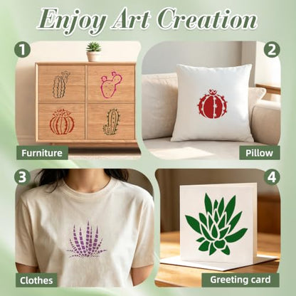 Cactus Stencils for Crafts Reusable 25Pcs Stencils(5.9X5.9 Inch) - color: Cactus