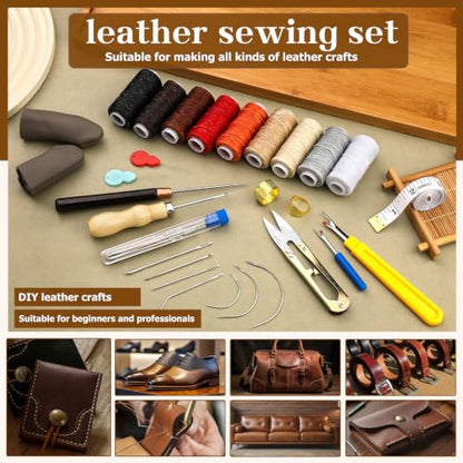 74 PCS Leather Sewing Kit Heavy Duty Sewing Kit Upholstery Repair Kit - color: 9 Colors