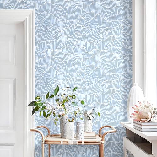Guvana Blue Wallpaper Peel and Stick Modern Blue and White Contact Paper - color: Blue and White, size: 17.3" x 590"