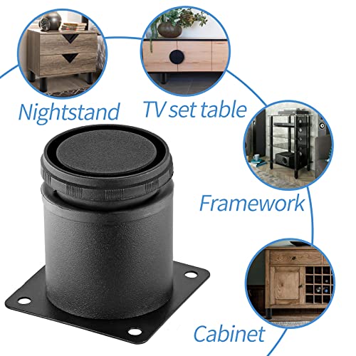 Stainless Steel Adjustable Furniture Legs 2.5 Inch - Black - 4pcs - color: Black, size: 2.5"