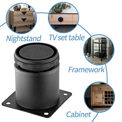 Stainless Steel Adjustable Furniture Legs 2.5 Inch - Black - 4pcs - color: Black, size: 2.5"