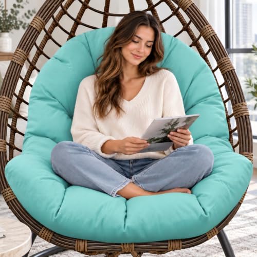 Egg Chair Cushion Replacement, Waterproof Outdoor Hanging Egg Chair Cushion Hammock Swing Chairs Cushions Pads, U-Shaped Thickened Cushions for Hanging Eggs Chairs, 47x33x7 Inches (Teal) - color: Teal
