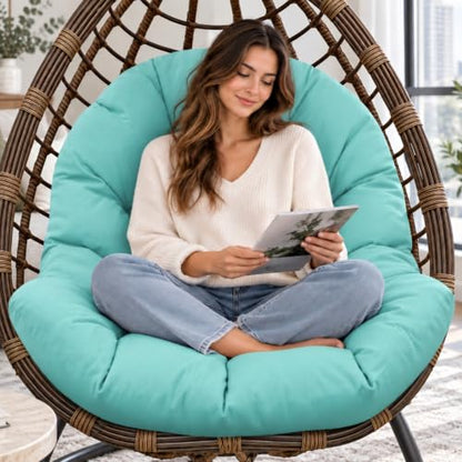 Egg Chair Cushion Replacement, Waterproof Outdoor Hanging Egg Chair Cushion Hammock Swing Chairs Cushions Pads, U-Shaped Thickened Cushions for Hanging Eggs Chairs, 47x33x7 Inches (Teal) - color: Teal