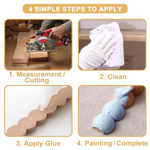 Soengsau 15-Pack 15.75" Unfinished Wood Beaded Trim - Easy to Paint, Cute Decorative Molding DIY Craft for Furniture Frame, Mirror Edge, Wall, Door, Closet, Dresser, Shelf - size: 0.35“ (9mm)