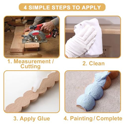 Soengsau 15-Pack 15.75" Unfinished Wood Beaded Trim - Easy to Paint, Cute Decorative Molding DIY Craft for Furniture Frame, Mirror Edge, Wall, Door, Closet, Dresser, Shelf - size: 0.35“ (9mm)