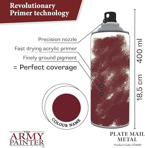 The Army Painter, Colour Primer Plate Mail Metal, 400 ml acrylic spray - color: Plate Mail
