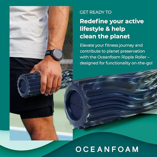Oceanfoam Ripple Small Foam Roller (Dark Navy, Hunter & Seafoam Marbled) - color: Dark Navy, Hunter & Seafoam Marbled