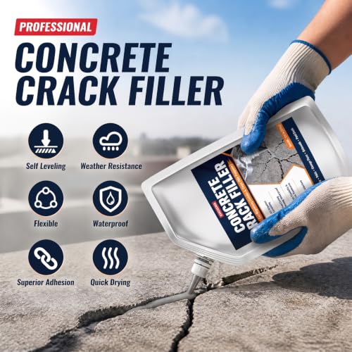 KMOSENIA Concrete Crack Filler, 4 Pack, 5.02 LB Self-Leveling Sealant, Gray