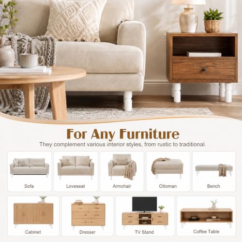 5.1 Inch wooden legs for furniture set of 4 Wood Furniture Legs Couch Feet Colorful Round Sofa Furniture Replacement Solid Wood Furniture Feet for Couch Bed Chair Cabinet Bookcase Dresser Ottoman - color: White