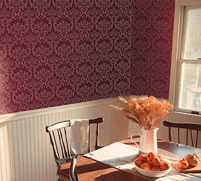 GSS Designs Damask Wall Stencil for Painting 16x24Inch Wall Stencil DIY Home Decor Stencils Paint Stencil for Walls Furniture Floors Fabric Crafts - style: Damask 16''x24''