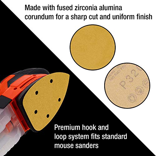 Dura-Gold Mouse Detail Sander Sandpaper Sanding Sheets, 5 Hole, 320 Grit - size: 320-Grit