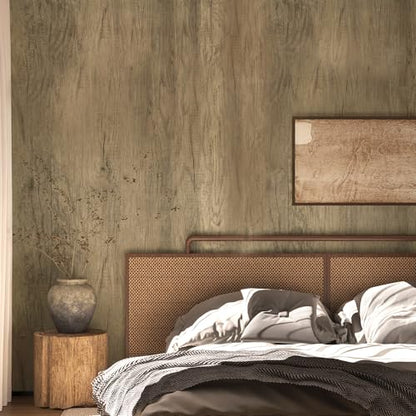 BOMENG Extra Wide Brown Wood Contact Paper Peel and Stick Wallpaper 24"x197" Self Adhesive Rustic Matte Wood Look Wallpaper Waterproof Wood Grain Vinyl Wrap Removable Walls Shelf Drawer Desk - color: Brown, size: 24" x 197"