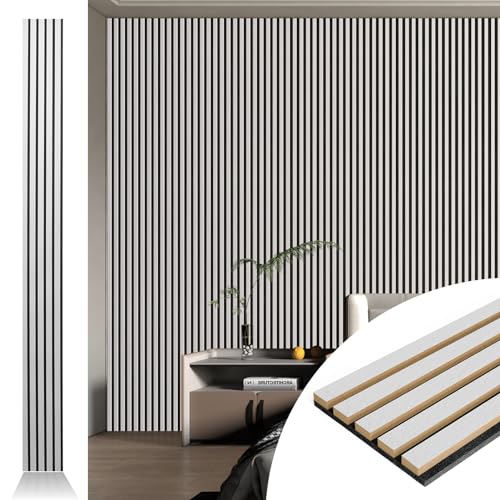 Art3d 4-Pack Fluted Acoustic Wood Slat Wall Panel, 107 x 8 Inch, Silver - color: Silver, size: 4pcs - 107＊8in.