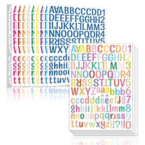 14 Sheets Letter Stickers,1764 Alphabet Stickers Vinyl Self-Adhesive Number Alphabet Stickers, Graduation Cap, Classroom Decor, Water Bottle, Mailbox Numbers Labels DIY Crafts, Notebook(Colorful) - color: Colorful
