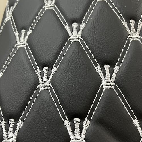 Quilted Foam Vinyl Fabric King Crown Classic Pattern with 0.23" Sponge Backing Faux Leather Fabric for Car Headliner, Furniture Upholstery, Headboards,Diamond 2" x 3" (King Crown-Black White) - color: King Crown-black White