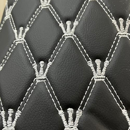 Quilted Foam Vinyl Fabric King Crown Classic Pattern with 0.23" Sponge Backing Faux Leather Fabric for Car Headliner, Furniture Upholstery, Headboards,Diamond 2" x 3" (King Crown-Black White) - color: King Crown-black White