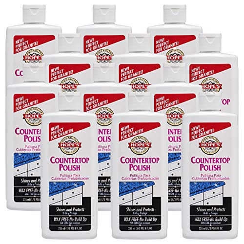 HOPE'S Countertop Restoration Polish, Streak-Free Kitchen Counter Cleaner, No Buildup on Countertops, Quartz, Marble, Corian, Composite, and Granite Polish, 8 Fl Oz, Pack of 12 - style: 8 Fl Oz (Pack of 12)