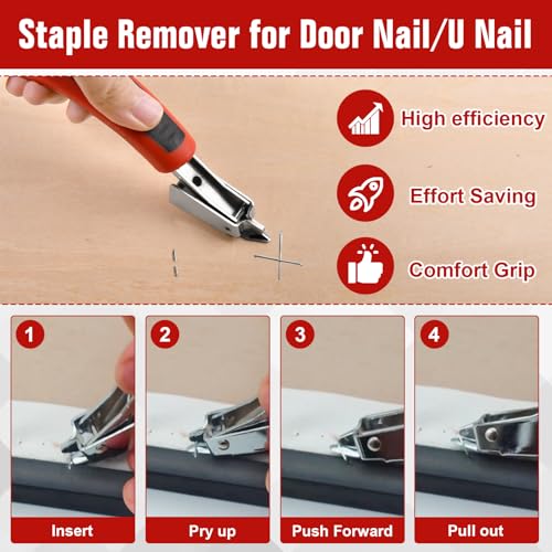 4 PCS Upholstery Staple Remover Tack Puller Nail Remover Tool Set Includs End Cutting Pliers, U & V Tip Tack Lifters, Staple Puller for Furniture Floor Wall Wooden Case Car Photo Frame Carpet