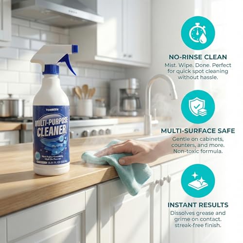 Multi-Surface Cleaner Spray for Painted Doors & Cabinets, Hard Surface Cleaner for Laminated Wood, Refrigerator Doors, Metal & Plastic, Removes Grease, Fingerprints, Water Stains & Dust, 500ml