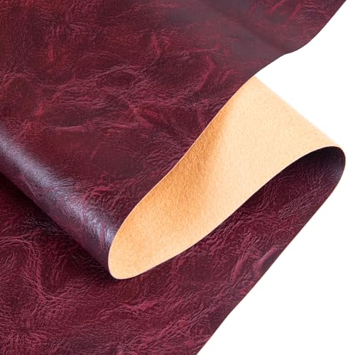 Faux Leather Fabric Sheet, 12 x 54 Inches, Texture Synthetic Material for DIY Crafts, Leather earings,Upholstery, Automotive, Sofa Projects Individual 1 Yard Cut (Burgundy, 1/3 Yard) - color: Burgundy, size: 1/3 Yard