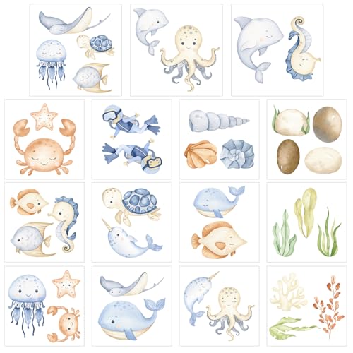 Harloon 15 Sheets Under the Sea Rub on Transfers for Crafts Sea You Soon - style: Sea Animals