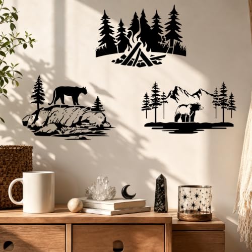 Large Forest Stencils for Walls Reusable Painting Templates for Crafts Wood - style: Mountain animals