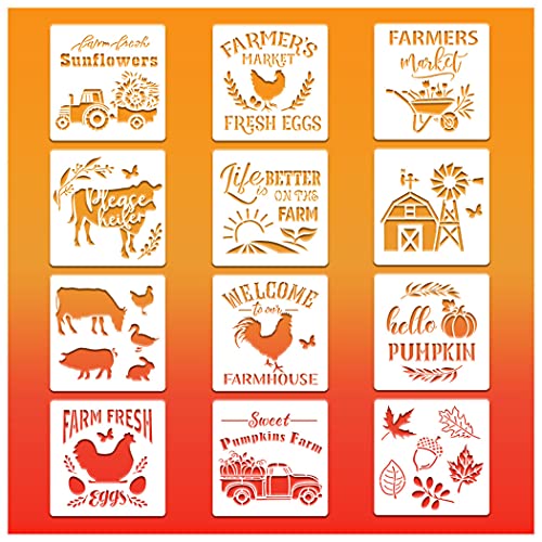 12 Pack Farmhouse Stencils Reusable for Painting on Wood Signs Wall Decor - style: Contemporary