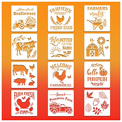 12 Pack Farmhouse Stencils Reusable for Painting on Wood Signs Wall Decor - style: Contemporary